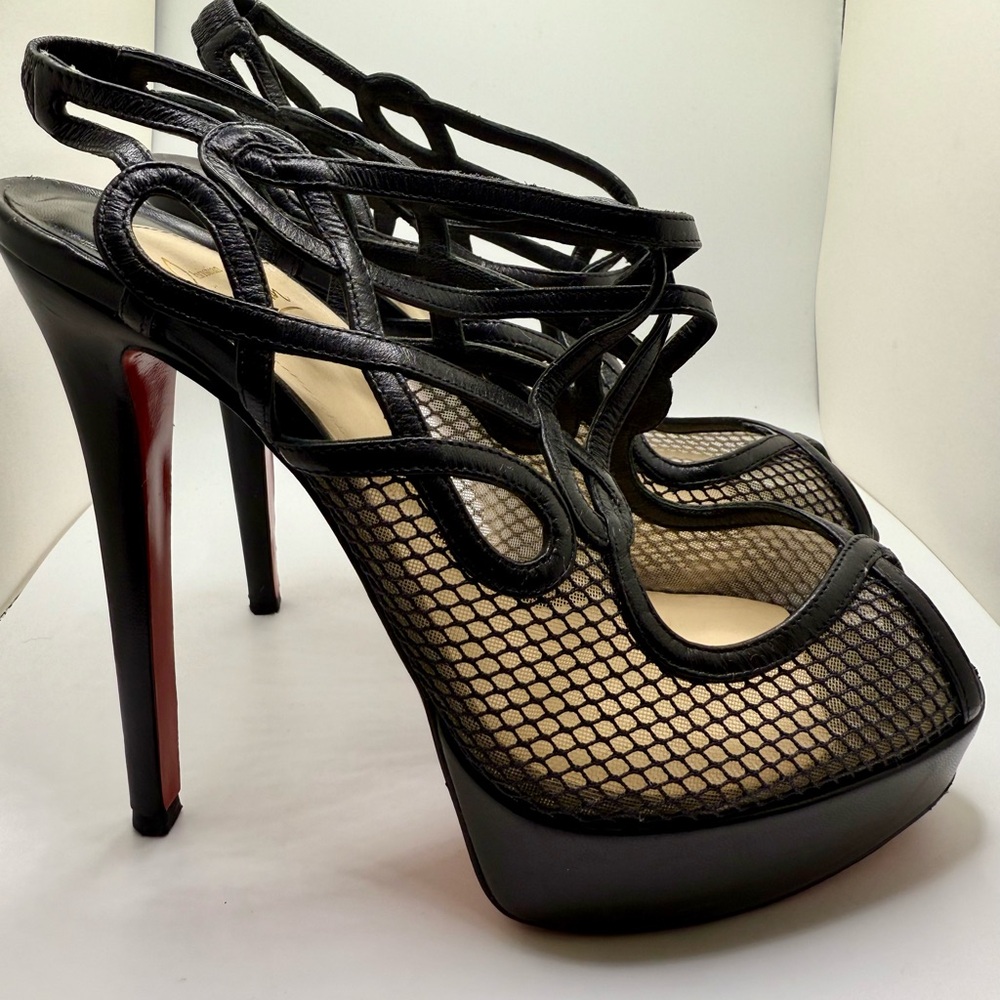 Christian Louboutin Black Mesh Stiletto Heels